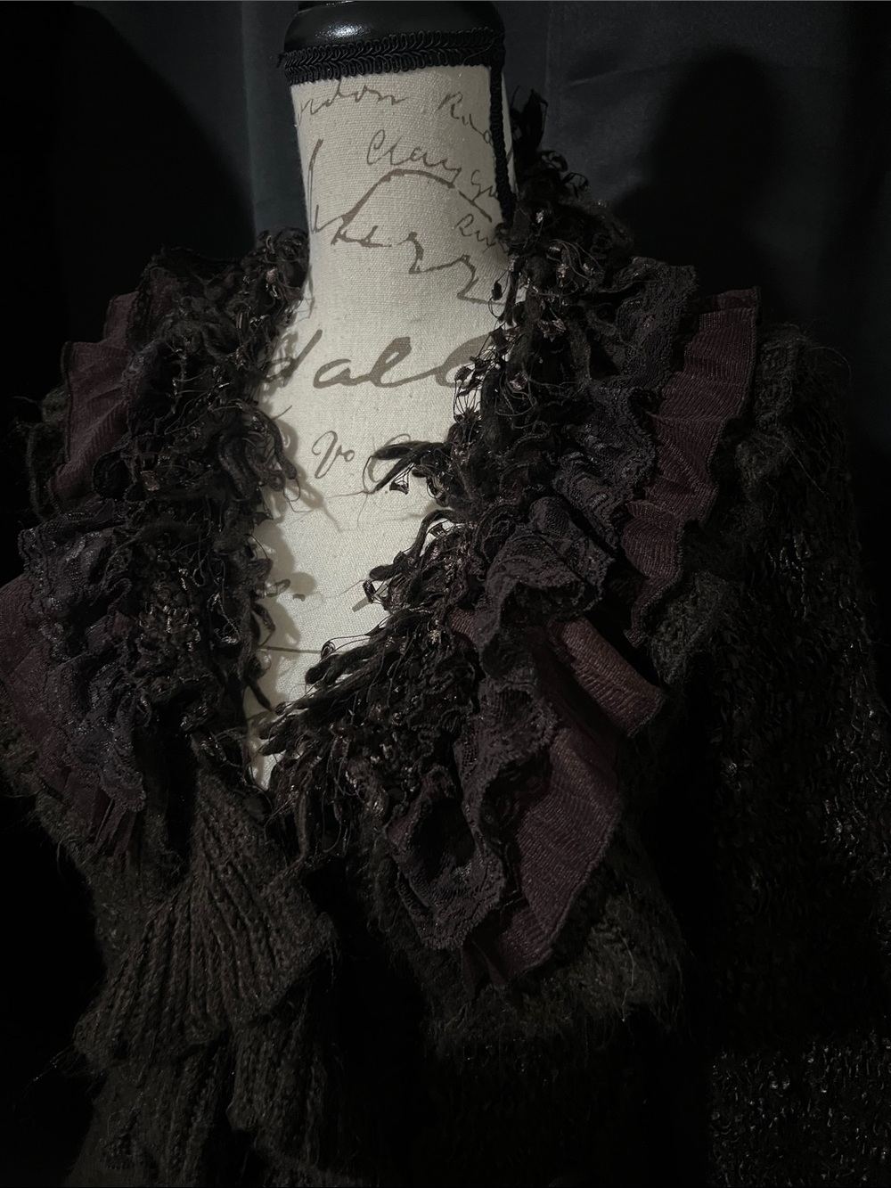 Brown Ruffle-Front Knit Sweater Cardigan - Picture 2 of 4